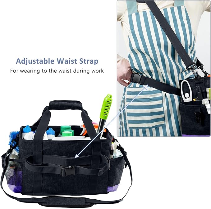Cleaning Caddy for Cleaning Suppliers Organizer with Pockets for House Cleaning Essentials, Cleaning Organizer, Wearable Cleaing Bag Tote, Storage Caddy for Housekeeping