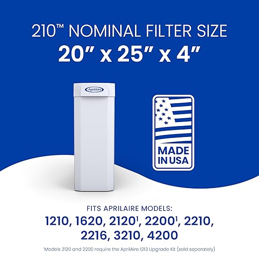 AprilAire 210 Replacement Filter for AprilAire Whole House Air Purifiers - MERV 11, Clean Air & Dust, 20x25x4 Air Filter (Pack of 8)