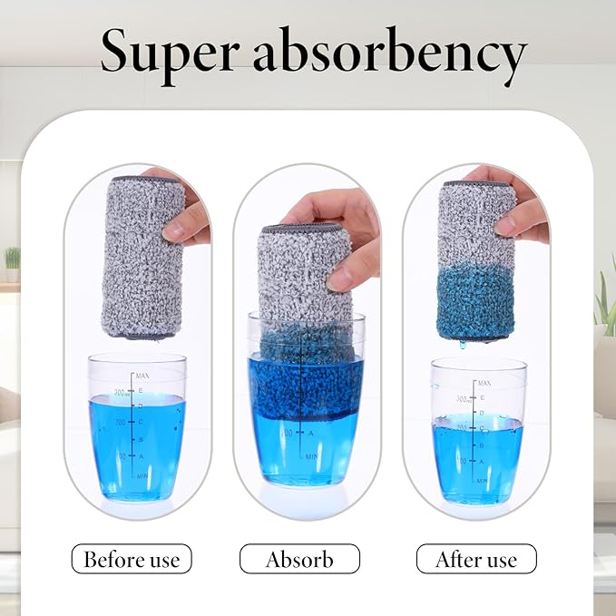 10 Pcs Reusable Mop Pad, 12.6 x 4.7 Inch Gray Mops Replacement Pads Washable Floor Cleaning Mops Pad Compatible with Most Flat Mop for Home, Office, School Cleaning