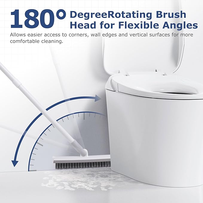 Grout Brush with Long Handle, Floor Cleaning Scrubber with Stiff Bristles for Tile Line, Shower, Crevice, Bathroom, Kitchen and Hard-to-Reach Corners