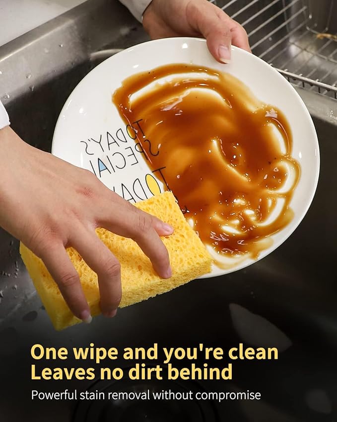 Kitchen Sponges,Heavy Duty Scrub Kitchen Sponge,Clean Tough Messes Without Scratching Sponges Kitchen,Pop Up Eco Sponges DIY White (6 Pack)