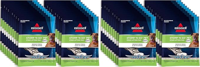 Bissell Stomp 'N Go Pet Lifting Pads + Oxy for Stain Removal on Carpet & Area Rug Cleaning, 40 Pack