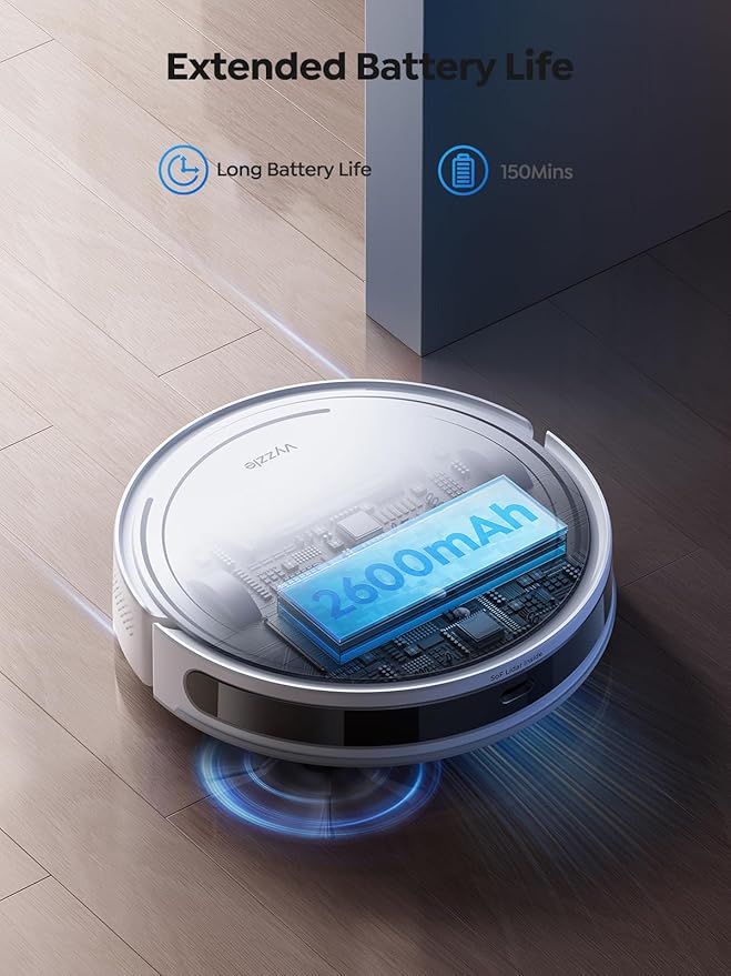 Robot Vacuum and Mop Combo, Smart Navigation Robotic Vacuum Cleaner with 5000Pa Suction, Ultra Slim Vacuum Robot, 150Mins Max, App/Alexa Control for Pet Hair, Hard Floor, Carpet, Customized Cleaning