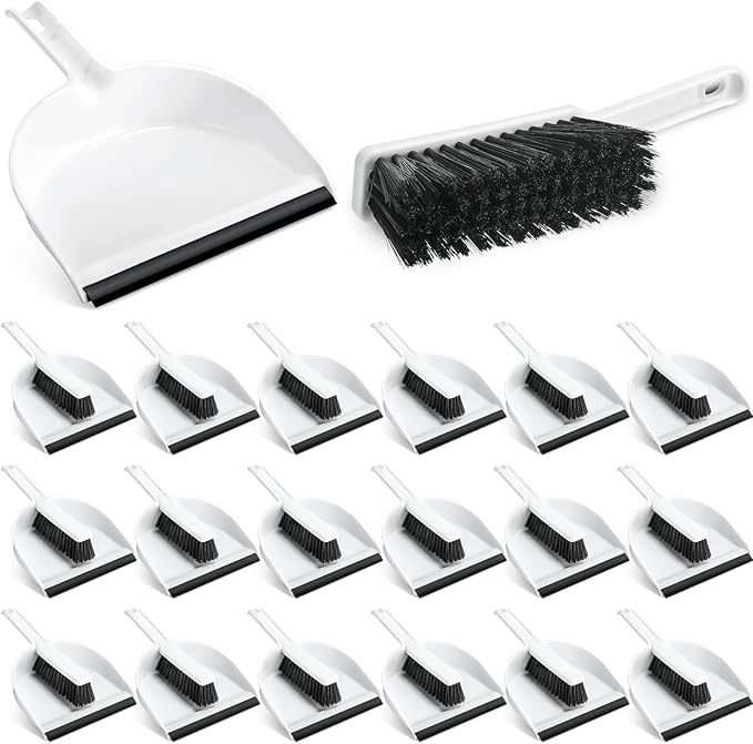 Zubebe 18 Pcs Mini Dustpan and Brush Set, Small Broom and Dustpan Set Small Cleaning Brush Portable Hand Broom Set for Home Office Kitchen Table Desktop Floor Cleaning Supplies