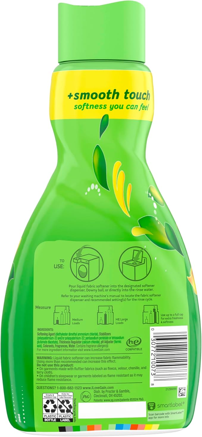 Gain Liquid Fabric Softener, Original Scent, 35 FL OZ LIQ., 48 Loads, Smooth Touch - softness you can feel