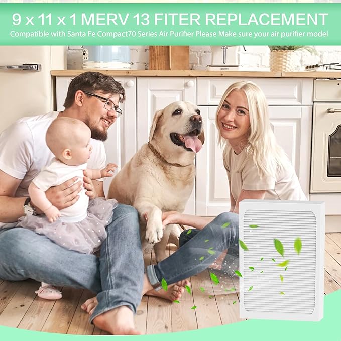 Upgraded 9x11x1 MERV 13 Replacement Dehumidifier Filter,Compatible with Santa Fe Compact70, Ultra70, Element, Compact2, UA 65H dehumidifier Models,9x11x1 dehumidifier Filter,4 Pack