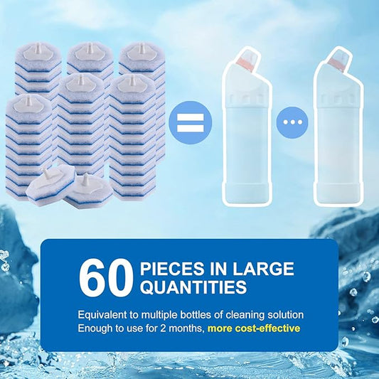 Upgraded 60pcs Toilet Wand Refills fits Clorox Toilet Wand, Thickened Cleaning Layer, Won’t Fall Apart, Disposable Bathroom Cleaning Scrub Pads with Fresh Scent, for Home & Commercial Use