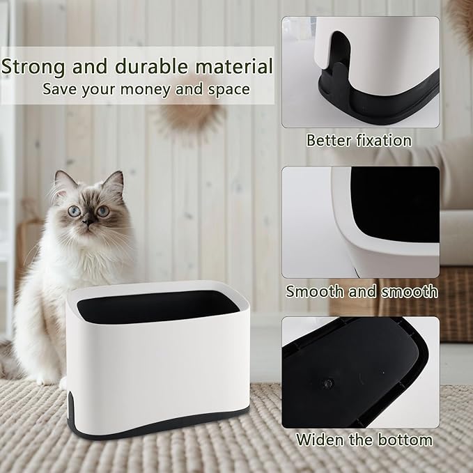 Cat Litter Scooper with Holder-Quick Sift Cat Litter Scoop Broom and Dustpan Set-Heavy Duty Stainless Steel Litter Scoop with Coarse and Fine Grid-Easy Clean-No Residual Odors