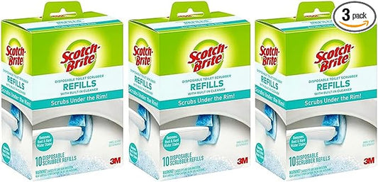 Scotch-Brite Disposable Toilet Scrubber Refill Pads for Toilet Cleaning System | Removes Rust & Hard Water Stains | 30 Disposable Refills