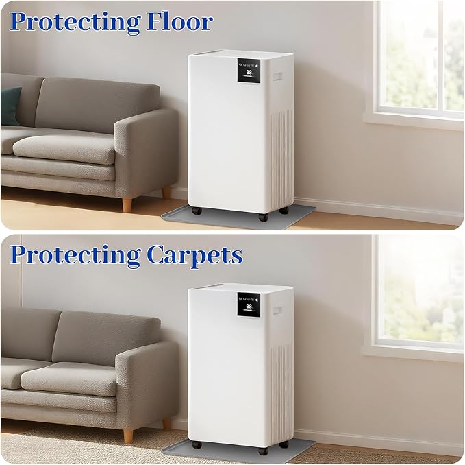 Dehumidifier Drip Mat- 23.6'' x 19.7'' x 0.78'' Silicone Humidifier Drip Mat, With Raised Edge, Non-Slip,Spill-Proof,Dehumidifier Drip Pan,Prevent Water Leakage and Protect Floor & Carpet-Grey