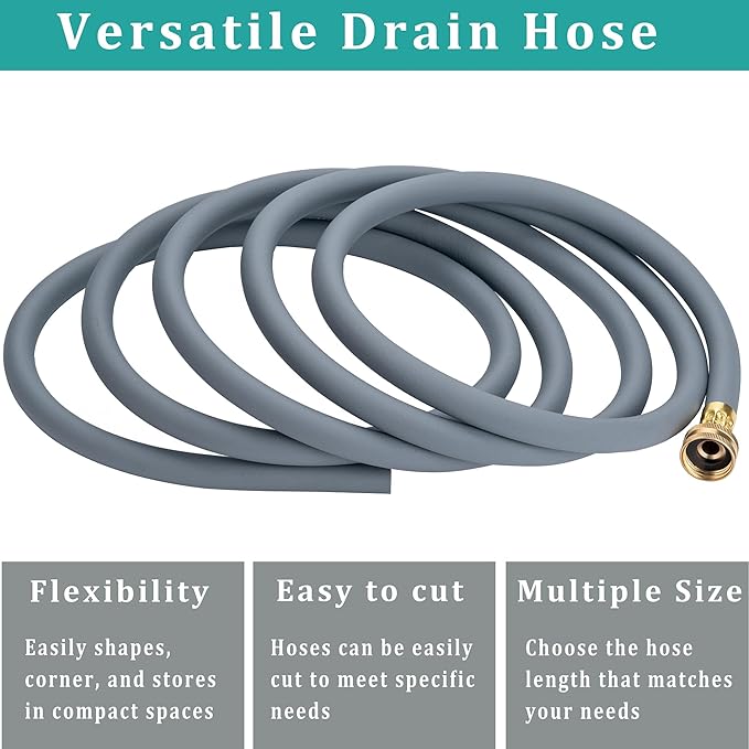 20FT Dehumidifier Drain Hose with 3/4” FHT Brass Rustproof Connector, Versatile Drain Hose Perfectly Compatible with most Dehumidifiers and 3/4” external thread outlet, No Leak (Grey, 20FT)