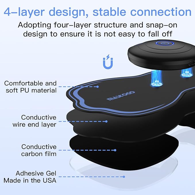 Wireless TENS Unit Electrode Pads Combo Set – 8-Pack Multi-Size Electrodes, Reusable & Latex-Free Replacement Pads for Wireless TENS Units, 3.5mm Snap Connectors (for Multi-Site Pain Relief)