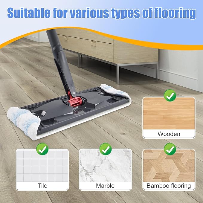 5 Pack Replacement Mop Pads Compatible with OCedar H2prO Flat Mop System,Microfiber Mop Pads Replacements for O Cedar H2prO,Washable and Reusable H2prO Mop Refills for Hard Floor Deep Cleaning