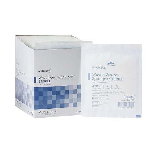 McKesson Woven Gauze Sponges, Sterile, 12-Ply, 100% Cotton, 3 in x 3 in, 40 per Pack, 30 Packs, 1200 Total