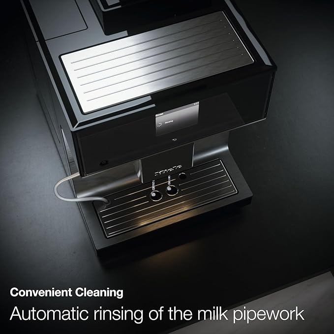 Miele CM 7750 CoffeeSelect Automatic Coffee Machine - OneTouch for Two, AromaticSystem, 10 individual profiles, DoubleShot, CupSensor, WiFi-compatible, automatic descaling, in Obsidian Black