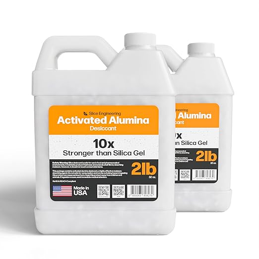 Slice Engineering (4lb) Activated Alumina Desiccant Beads | 10X More Powerful Than Silica Gel | Infinitely Rechargeable | Prevent Wet Filament | Reusable Desiccant | Made in the USA