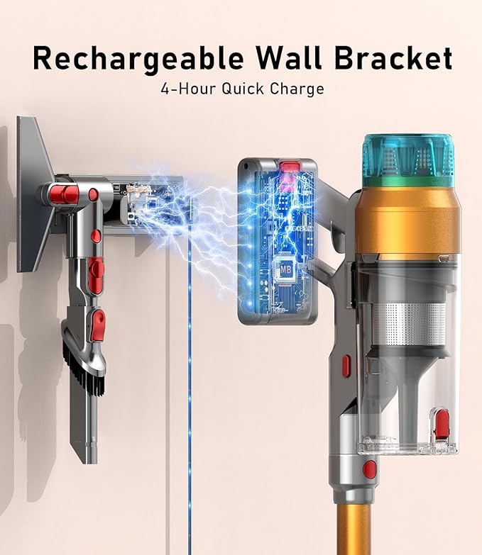Cordless Vacuum Cleaner for Home 680W 60Kpa Upgraded Powerful Stick Vacuum Up to 75Mins, Anti-Tangle & Wall Mount Charging, 8 in 1 Lightweight Vacuum Cleaners for Home/Pet Hair/Carpets/Floors