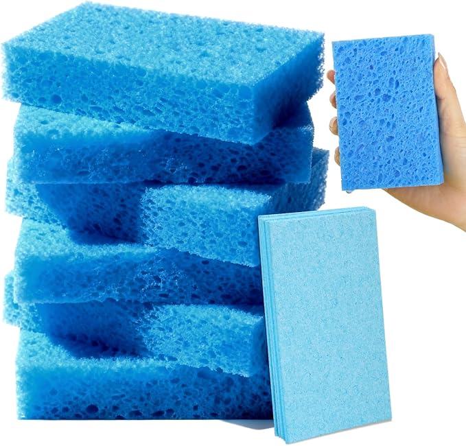 6 Pcs Kitchen Sponges for Dishes Cleaning, Non Scratch for Non Stick Cookware, Compressed Natural Cellulose Sponges, Dish Washing Scrubbers, Scrubbing Pads for Household, Bathroom (Blue)