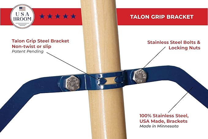 24" Everyday Sweep Indoor/Outdoor Push Broom with 60" Handle. Ideal for Garages & Shops. Durable American Made Steel Brackets-All Stainless Steel Hardware. No Plastic. 100% Made in The USA.