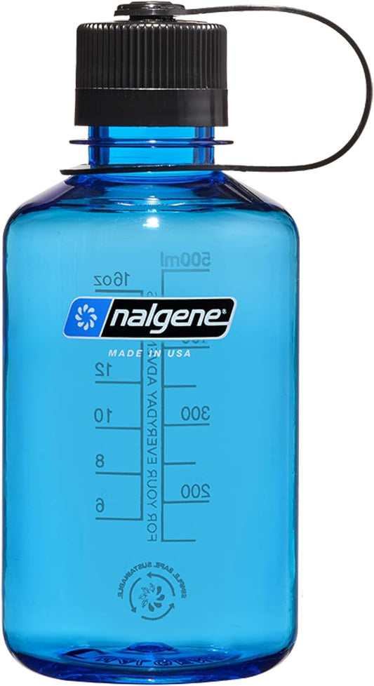 Nalgene Sustain Tritan BPA-Free Water Bottle Made with Material Derived from 50% Plastic Waste (Using ISCC Certified Mass Balance), 16 OZ, Narrow Mouth, Slate Blue