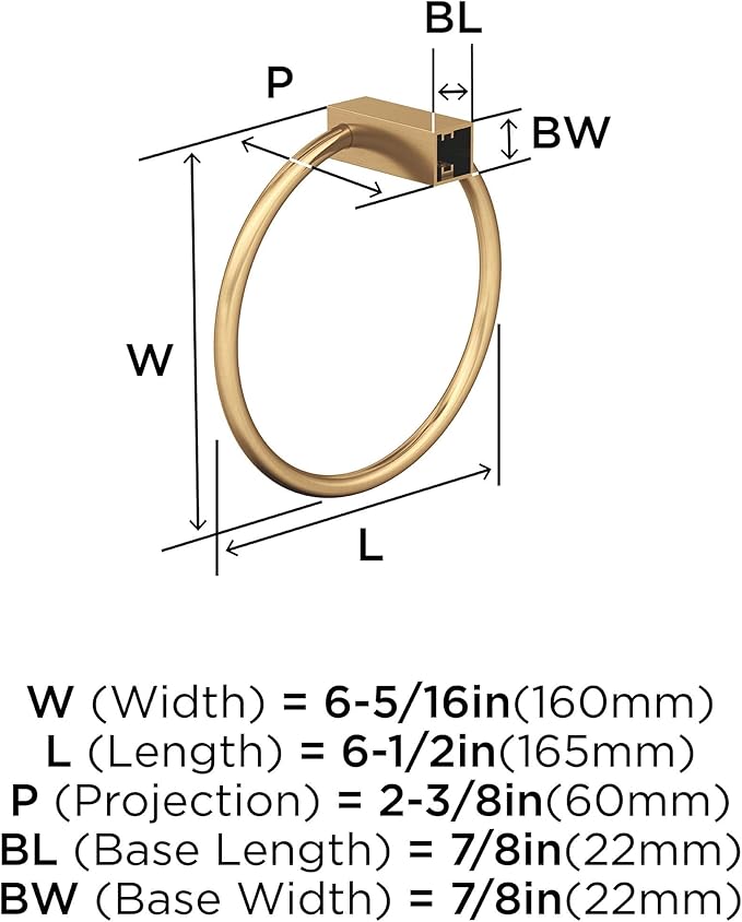 Amerock BH36082 Monument 6-1/2" Wall Mounted Towel Ring - Champagne Bronze