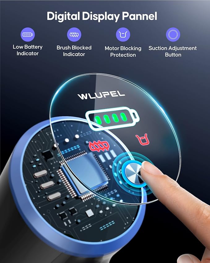WLUPEL Cordless Vacuum Cleaner,30KPA 400W Stick Vacuum with Max to 45 Mins Runtime Battery,80000RMP Powerful Motor Handheld Vacuum for Hard Floor/Carpet/Pet Hair/Car