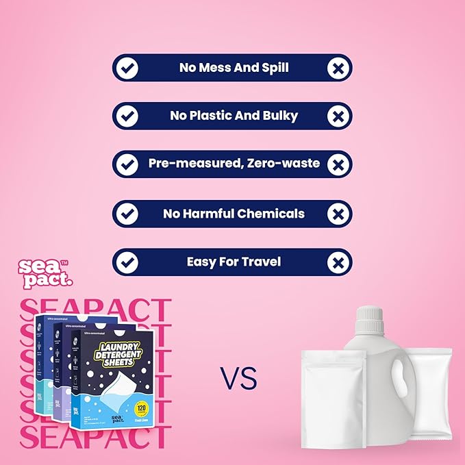 Laundry Detergent Sheets 120 Loads, Fresh Linen Scent, No Plastic No mess, Pre-Measured for Deep Clean Hypoallergenic, Space Saving, easy for Dorm House, Travel essentials, Quick Dissolve, 60 Ct