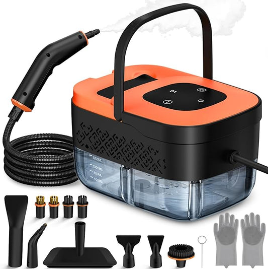 Steam Cleaner, Portable Steamer for Cleaning with 15pcs Accessories, 6-Level Adjustable, 15s Heat-Up, Handheld Steam Cleaner for Home, Tile, Grease, Dirt, Car Detailing, Christmas Gifts for Women, Men