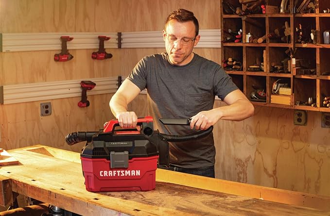 CRAFTSMAN V20 Cordless Vacuum Cleaner, Shop Vac Wet/Dry, 2 Gallon, 7ft Hose, Bare Tool Only (CMCV002B)