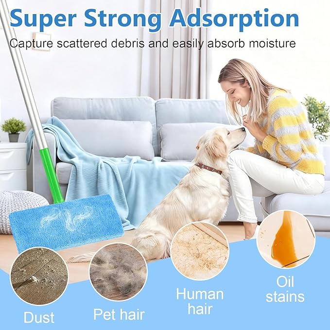 Reusable Mop Pads Fit Swiffersweeper, 6 Pack Reusable Microfiber Mop Pads, Washable Dry Sweeping Cloths & Wet Swifferpads Refills for Hardwood & Multi - Surface Floor Cleaning A