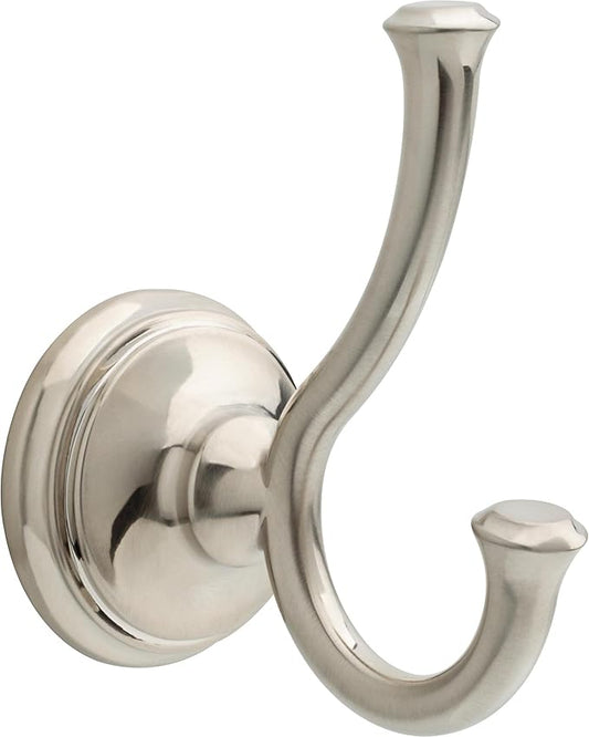 Delta Cassidy (1-Pack) Towel Hooks Brilliance Stainless Steel Double Bathroom J Hooks Wall Mounted for Robes & Towels Hand Towel Hook Holder Kitchen, Bathroom Accessories 79735-SS