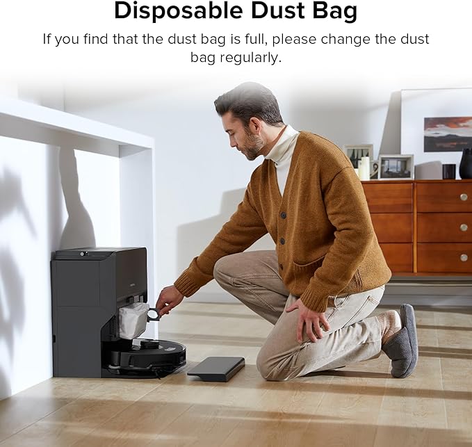 roborock Qrevo Curv 2 Flow Robot Vacuum and Mop with 6 Packs Disposable Dust Bags