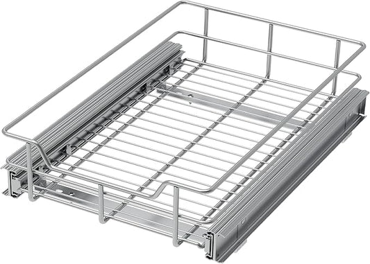 Pull Out Cabinet Organizer 14" W X 17" D, Slide Out Drawers For Kitchen Organizers and Storage, Pull Out Drawers For Cabinets Capacity Heavy Duty Caddy, Cabinet Shelves Chrome-Plated, Bathroom Pantry