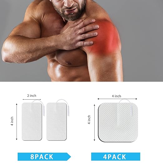 Extra Large TENS Unit Replacement Pads, 8-2" X 4", 4-4" X 4"，Multiple Sizes TENS Unit Pads with Pad Holder, Reusable and Self-Adhesive Electrodes Pads