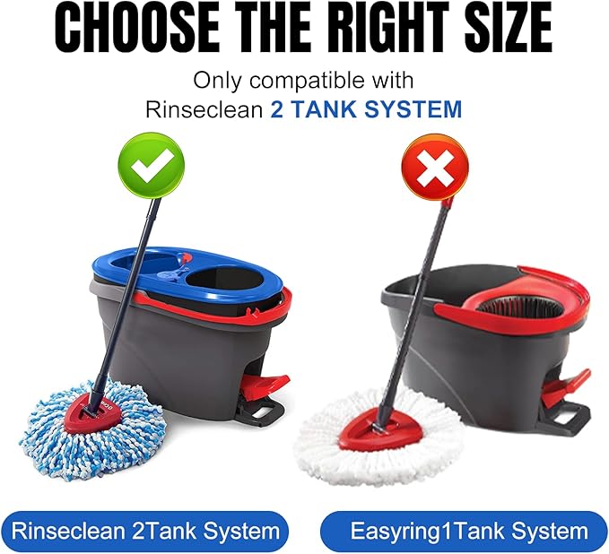 3 Pcs Spin Mop Replacement Heads, 360° Easy Wring Spin Mop 100% Microfiber Refill, Easy Cleaning Spin Mop Heads, 2 Tank System Replace Head for Easy House Cleaning Floor Mopping, Blue&White