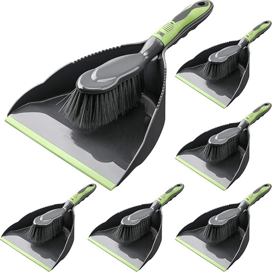 Zopeal 6 Set Dust Pan and Brush Set, Small Dustpan with Broom, Handheld Angle Broom and Dustpan Set for Home Room Kitchen Car Office Lobby Indoor Floor Cleaning