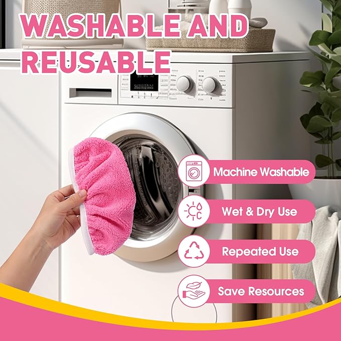 8Pcs Pink Reusable Mop Pads,Microfiber Mop Pads Compatible with Swiffer Sweeper, Dry Sweeping Cloths & Washable Wet Pads Refill for Floor