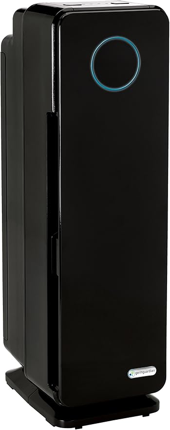 GermGuardian 5-In-1 HEPA Air Purifier for Home, Pet Air Purifier with HEPA Air Filter & UV-C Light, AC4300BPTCA, 743 Sq. Ft., 22'' Tower, Black