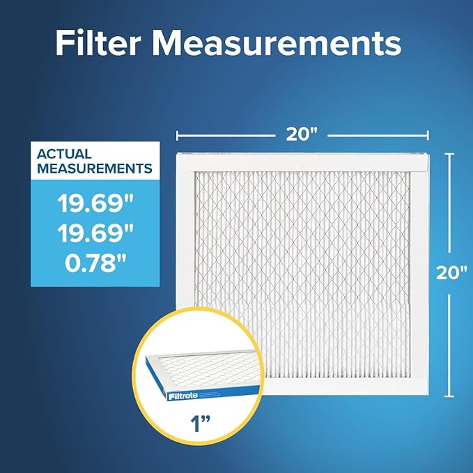 Filtrete 19.875x21x1 AC Furnace Air Filter, MERV 13, MPR 1900, Premium Allergen, Bacteria & Virus Filter, 3-Month Pleated 1-Inch Electrostatic Air Cleaning Filter, 6-Pack