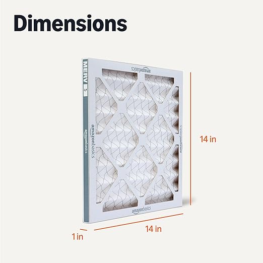 Amazon Basics MERV 5 AC Furnace Air Filter, 14x14x1 inches, 6-Pack (Actual size: 13.75" x 13.75" x 0.75")