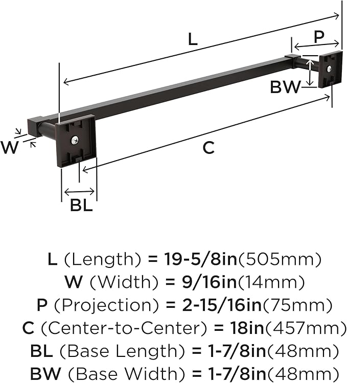 Amerock BH36073ORB | Oil Rubbed Bronze Towel Bar | 18 in (457 mm) Towel Rack | Appoint | Bathroom Towel Holder | Bathroom Hardware | Bath Accessories