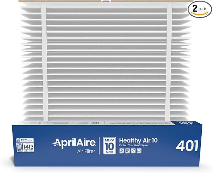AprilAire 401 Replacement Furnace Filter for AprilAire 2400, Space-Gard 2400 Whole-House Air Purifiers - MERV 10, 16x25x6 Air Filter (Pack of 2)