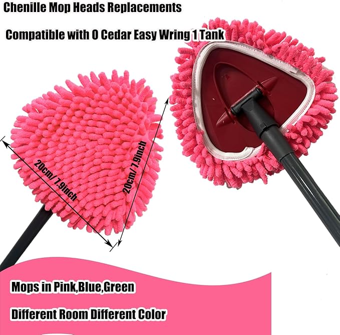 6 PCS Spin Mop Heads Replacements Compatible with Ocedar Easywring 1 Tank System Chenille Mops Duster Pad Washable Dust Refills Green Blue Red