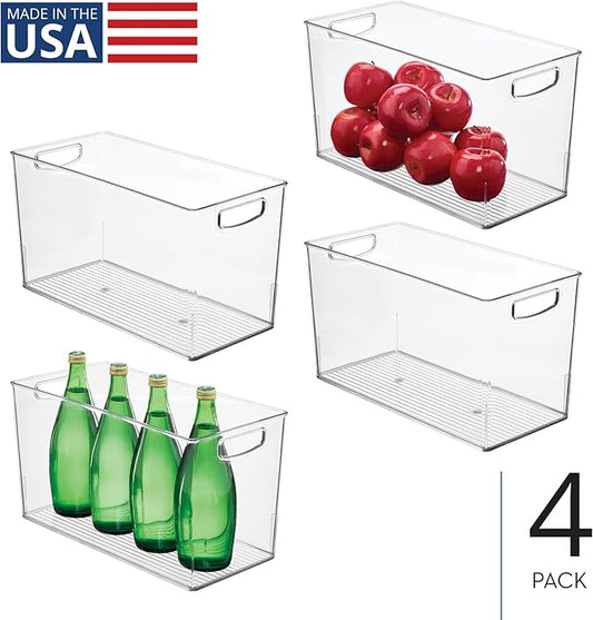 iDesign Plastic Storage Bin with Handles for Household Storage - Set of 4 - Clear - Made in USA