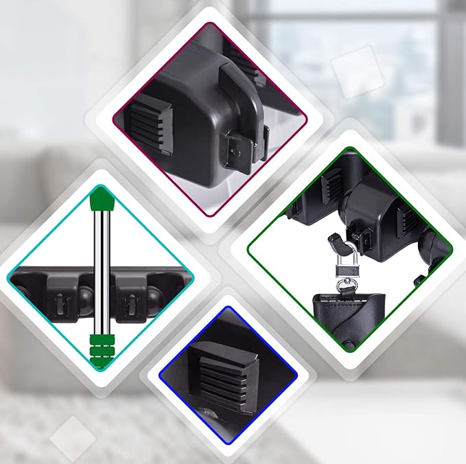 Wall Mount Broom Mop Holder Hanger Garden Tool Organizers Rack Garage Laundry Room Organizations and Storage with Hooks Heavy Duty