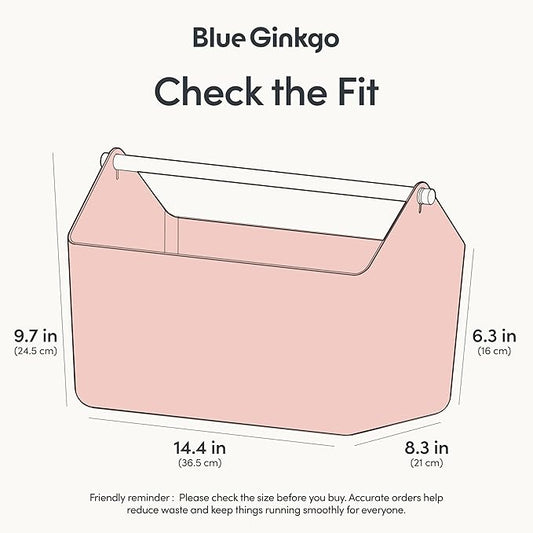 BLUE GINKGO Large Storage Basket – Plastic Caddy with Wooden Handle for Bathroom, Pantry, or Cleaning Supplies (Pink)