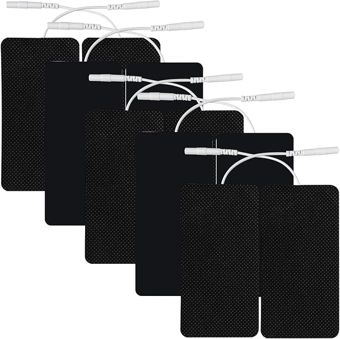 TENS Unit Replacement Pads 10 Pcs 2''x4'' Large Electrode Patches with Upgraded Self-Adhesive & Non-Irritating Design, Reusable 35 Times for Electrotherapy, Compatible with AUVON, TENS 7000