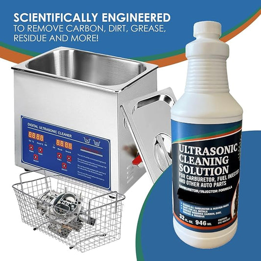 NORTHWEST ENTERPRISES Ultrasonic Cleaner Solution for Carburetors and Engine Parts. Concentrated Washing Compound for use in Ultrasonic Machines and Immersion Washers - Automotive Fluid (32 oz)
