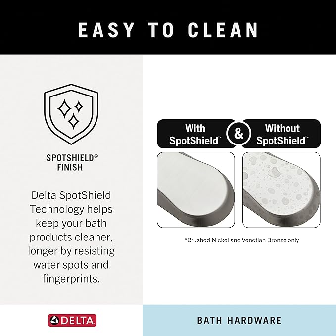 Delta Arvo (1-Pack) Hand Towel Holder SpotShield Brushed Nickel Towel Racks for Bathroom Wall Square Towel Ring Holder for Bath Towel Hanger for Kitchen, Bathroom Accessories ARV46-DN