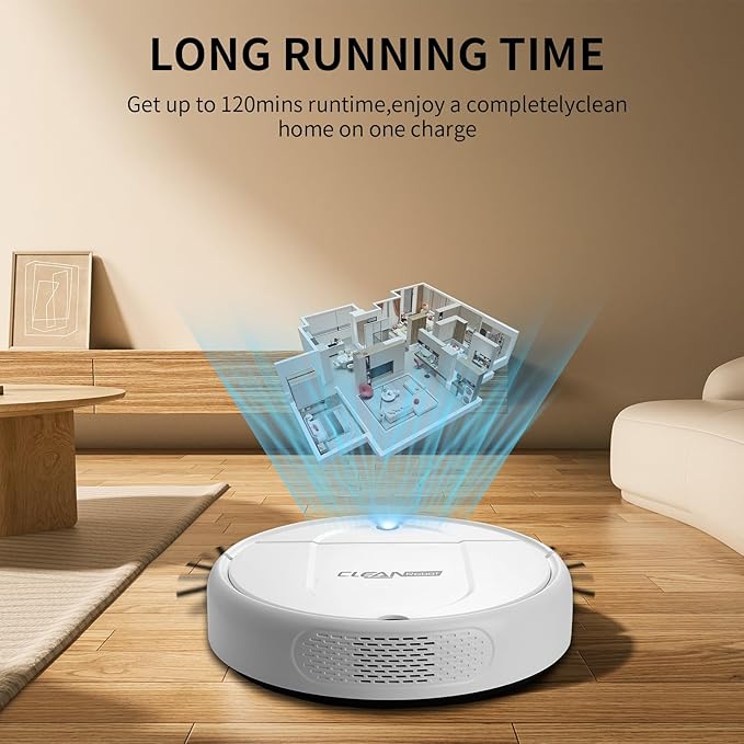 Robot Vacuum and Mop Combo, Robot Vacuum Cleaner,3-in-1 Robot Vacuum, Low Noise, Slim Design, Anti-Tangle, Advanced Obstacle Avoidance, Perfect for pet Hair, Carpets, and Hard Floors (White)